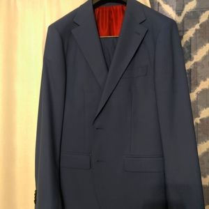 Blue stretch wool suit, 40R Slim, Spier & Mackay, travel suit